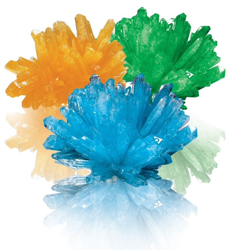 crystals grown from the smitsonian crystal growing kit