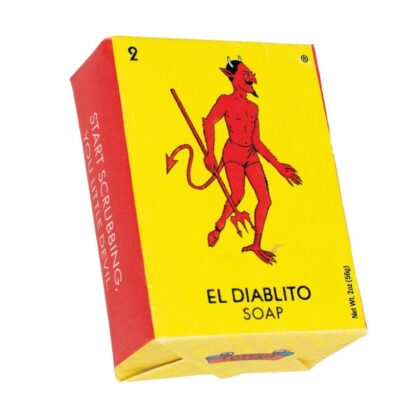 Lotería El Diablito Soap novelty bar featuring artwork inspired by the classic El Diablito Lotería card with a warm cinnamon fragrance