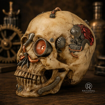 Steampunk Machine Skull Head RX920 with gears and mechanical components