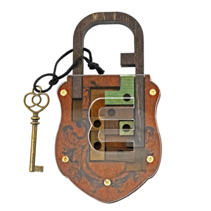 Close-up of pin tumbler mechanism inside Egyptian Pin Lock puzzle
