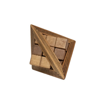 Egyptian Triglyph puzzle with hidden cube partially extracted