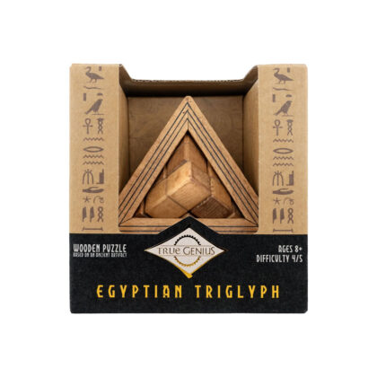 Egyptian Triglyph wooden pyramid puzzle, front view