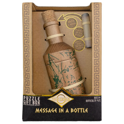 Message in a Bottle puzzle box shown sealed, front view